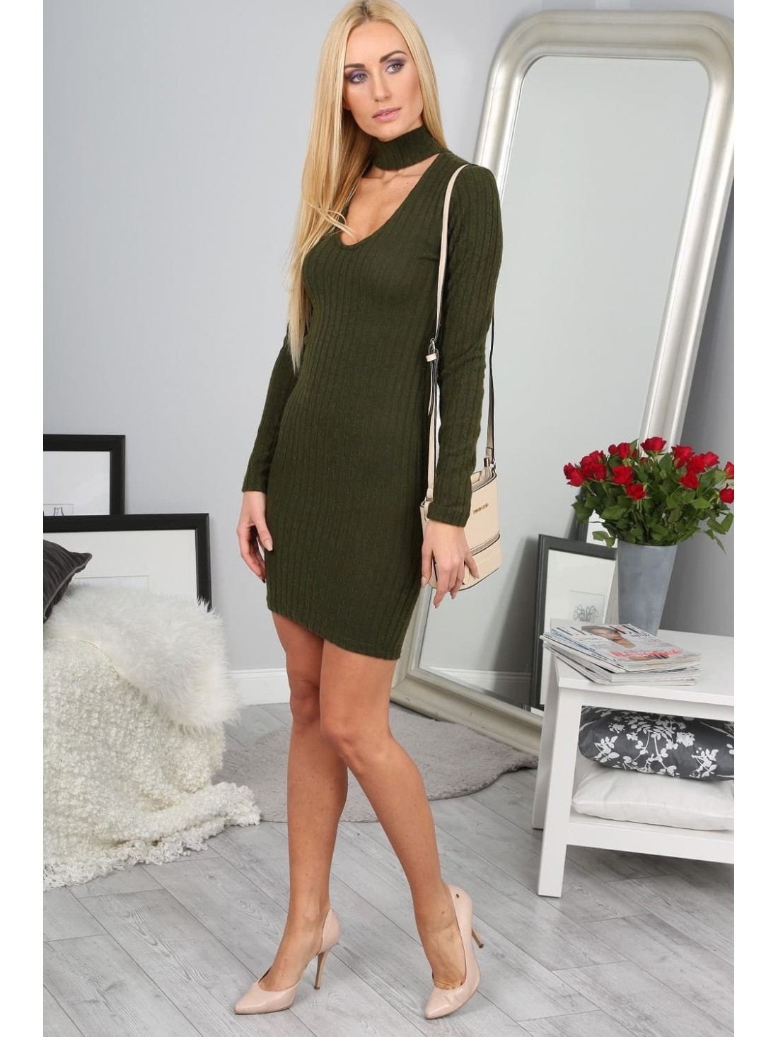 Khaki Dress 1020 - Online store - Boutique